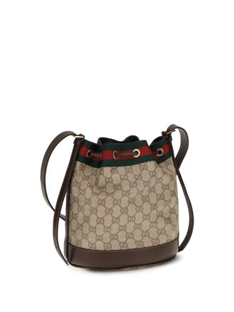 Gucci Womens Mini Bucket Bag Venice Coated Gg Brown Fabric Handbags Hand