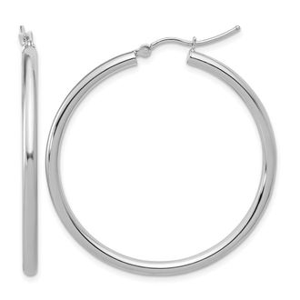 Diamond2Deal 14k Gold Polished 2.5mm Round Lightweight Tube Hoop Earrings