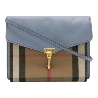 Burberry Pre-owned Cross Body Bags, female, Blue, Size: ONE SIZE Pre-owned Macken Canvas Leather Shoulder Bag
