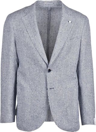 Lubiam Round Jacket Mixed Fibers - White/Blue