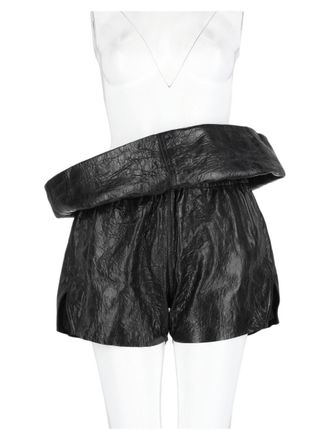 Rick Owens Black High-Waisted Lambskin Leather Shorts