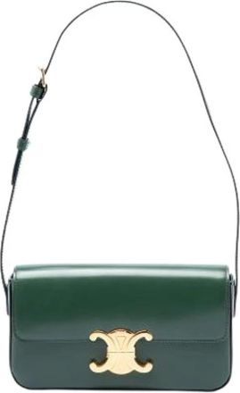 Celine Pre-owned Vintage Flap Shoulder Bag - Dames - Vintage Schoudertas - Groen - ONE Size - Leer - Vintage