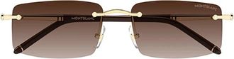 Montblanc Mb 0443S Zonnebril - Heren - Zonnebrillen - Bruin - 56 MM - Nylon - Accessoires