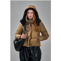 Moncler Castelnou Square-Quilted Hooded Short Down Jacket