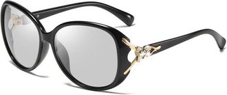 Generic Polarized Sunglasses for Ladies with Intelligent Photochromic Lens and Diamond Fox Head Trim - Blocks Ultraviolet Rays