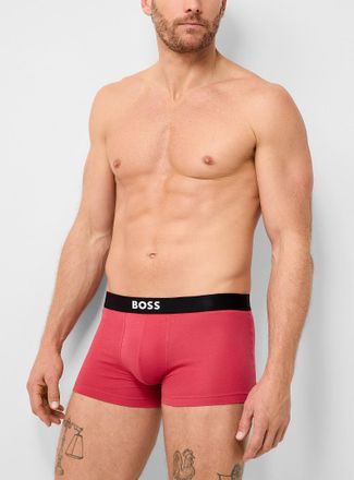 BOSS Mens 3 white-logo solid trunk Cotton
