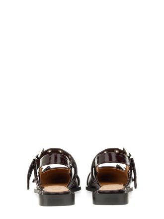 Ganni Buckle Detail Recycled Polyester Ballet Flat - Burgundy