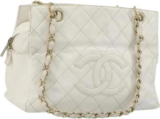 Chanel Pre-owned Vintage Shoulder Bag - Dames - Vintage Shopper - Wit - ONE Size - Leer - Vintage