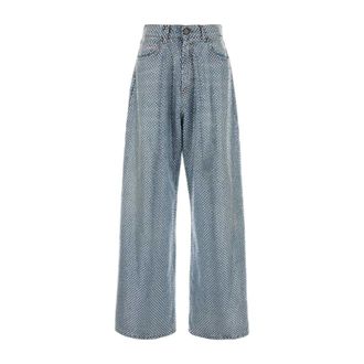 Giuseppe Di Morabito Wide Jeans, female, Blue, Size: W26 Embellished High-Rise Wide-Leg Jeans