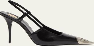 Saint Laurent 90mm Jeanne Leather Slingback Pumps