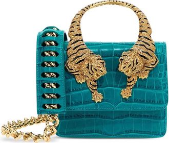 Roberto Cavalli Borsa mini con effetto coccodrillo - Blu