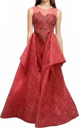 Saiid Kobeisy Embroidered Evening Maxi Dress In Red Black