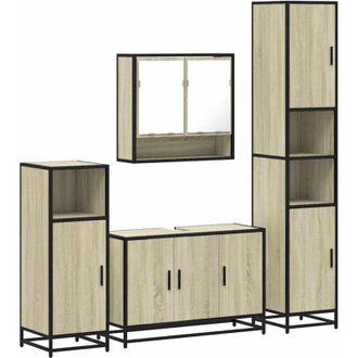 vidaXL Vidaxl - Juego De Muebles De Ba&ntilde;o 4 Pzas Contrachapada Roble Sonoma