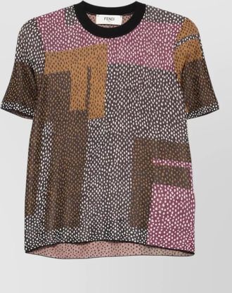 Fendi geometric motif short sleeve knit jumper