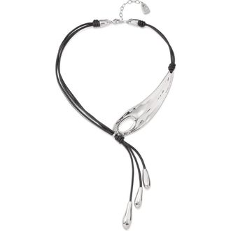 UNOde50 Fringed Leather Whip Necklace in Silver at Nordstrom