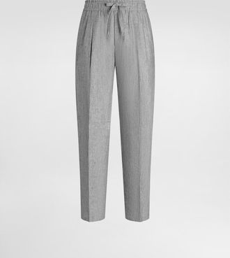 Dolce & Gabbana Washed Linen Canvas Jogging Trousers - Man Pants And Shorts Gray 52