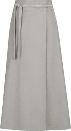 PESERICO Flanellen wikkelrok met contrasterende riem - Dames - Midirokken - Grijs - 2XL - Rokken