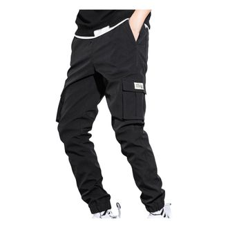 Generic Mens Cargo Trousers Casual Comfortable Cuffed Slim Fit Tracksuit Bottoms with Multi Pockets Lightweight Classic Trendy Solid Color Outdoor Jogging Wor