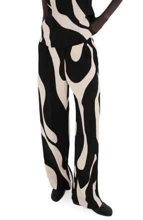 Mango Print Straight Leg Pants in Black at Nordstrom, Size 6