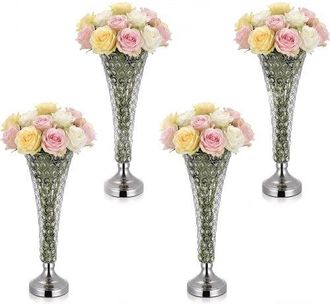 OEM Jarrones Decorativos, Paquete De 4 Piezas, Floreros De Trompeta De Cristal, Altura De 51 Cm, Centro De Mesa Para Boda, Dise&ntilde;o Moderno, Decoraci&oacute;n Para