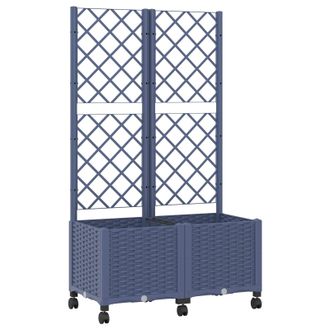vidaXL Jardinera Con Enrejado Y Ruedas Gris Azulado 80 X 40 X 146 Cm Vidaxl