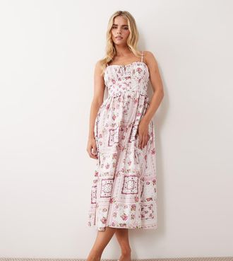 Miss Selfridge Vestito lungo a corsetto con stampa fantasia-Multicolore