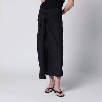 R&oacute;he Black sarong-effect skirt