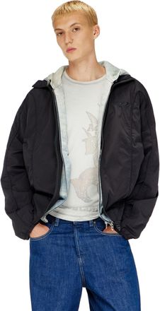 Diesel Crinkled-nylon jacket with piping - Jackets - Man - Black