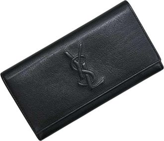 Saint Laurent Black Leather Long Wallet (Bi-Fold) (Pre-Owned)