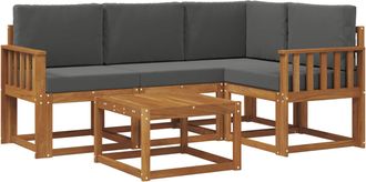 vidaXL Conjunto De Sof&aacute;s De Exterior 5 Uds. Natural Y Antracita Vidaxl