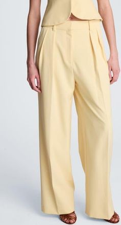 Kenneth Cole Double Pleat Wide Leg Pants in Pastel Yellow at Nordstrom, Size 14