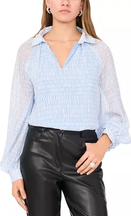 Vince Camuto Collared Raglan Sleeve Blouse In Sky Blue
