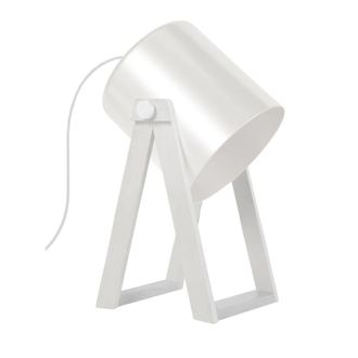 Tosel l&aacute;mpara de mesa madera blanco pantalla blanco