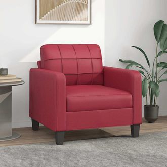 vidaXL Sill&oacute;n Cuero Sint&eacute;tico Rojo Tinto 60 Cm Vidaxl