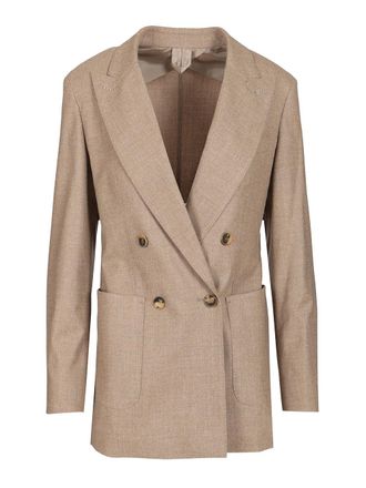 Max Mara Double-Breasted Cashmere Blazer Giacche Marrone-Donna