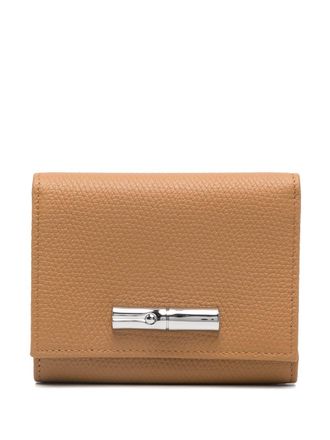 Longchamp Le Roseau wallet - women - Fabric/Calf Leather - One Size - Brown