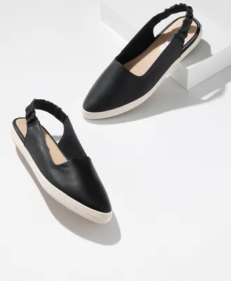 Keds Leather Slingback Sneakers - Black - 5 1/2 M Talbots