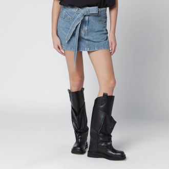 The Attico Mini gonna blu chiara in denim