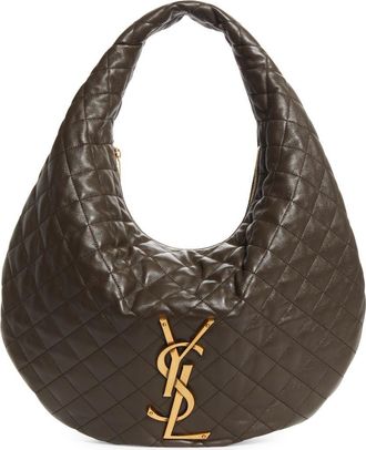 Saint Laurent Icare Quilted Leather Hobo Bag in Light Musk at Nordstrom