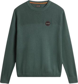 Napapijri Groene Katoenen Ronde Hals Trui - Heren - Ronde hals truien - Groen - 2XL - Katoen - Truien & Vesten