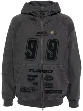 Aape By A Bathing Ape motifs-embroidered hoodie - men - Cotton - L - Black