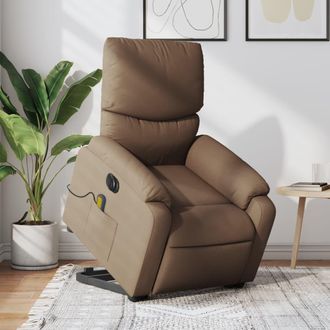 vidaXL Vidaxl - Sill&oacute;n De Masaje El&eacute;ctrico Reclinable Elevable Tela Marr&oacute;n