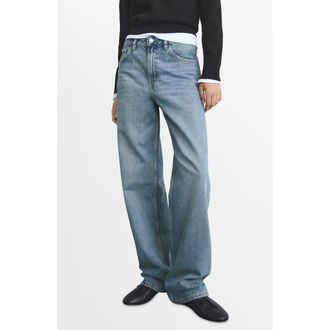 Mango Miami Straight Leg Jeans in Medium Blue at Nordstrom Rack, Size 4