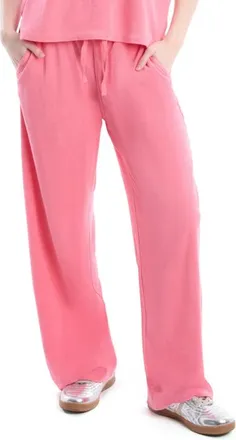 Wilt Crochet Trim Wide Leg Pant in Pink Lemonade at Nordstrom, Size X-Small