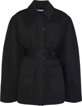 Jacquemus Zwarte Oversized Jas Le Blouson Bari - Dames - Zomerjassen - Zwart - 2XS - Katoen - Jassen