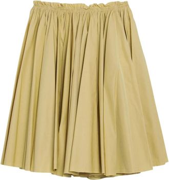 Ami Geplooide Katoenen Midirok - Dames - Midirokken - Geel - S - Katoen - Rokken