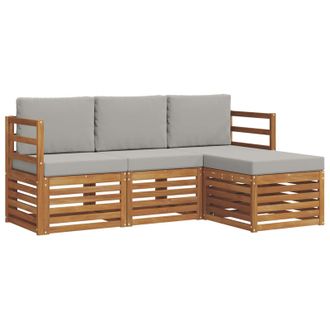 vidaXL Conjunto De Sof&aacute;s De Exterior 4 Pcs Gris Natural Y Claro Vidaxl