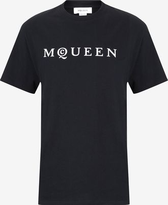 Alexander McQueen Geflocktes Kurzarm-T-Shirt McQUEEN