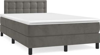 vidaXL Vidaxl - Cama Box Spring Colch&oacute;n Y Led Terciopelo Gris Oscuro 120x190 Cm