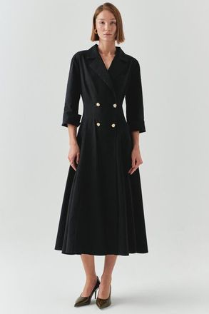 Exquise Estelle Jacket Collar Pocketed Dress in Black at Nordstrom, Size X-Small